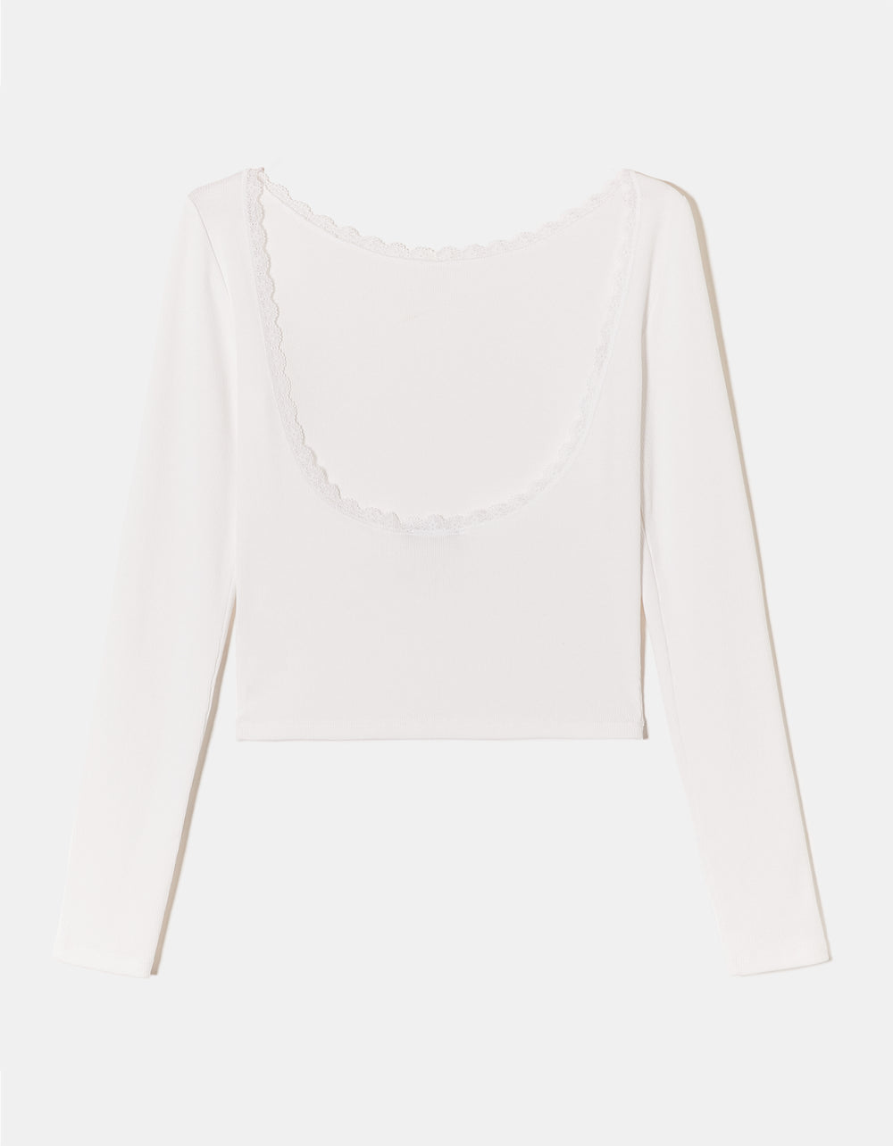 Backless T-shirt with Lace Trims | White