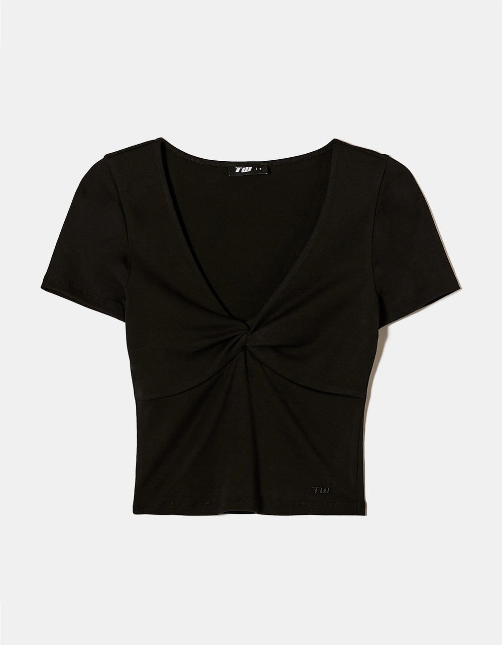 Basic Top with Twisted Front Knot | Black