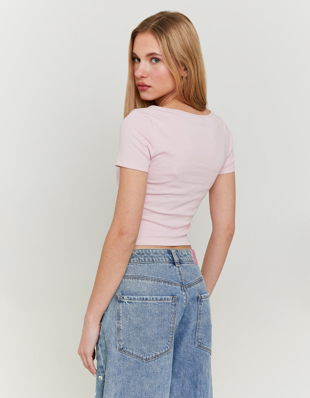 Basic Top with Twisted Front Knot | Pink