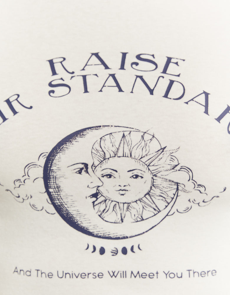 Cropped Fitted Printed T?shirt | Off White