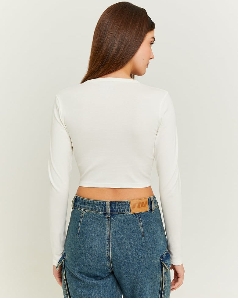 Cropped Printed T-shirt | Off White