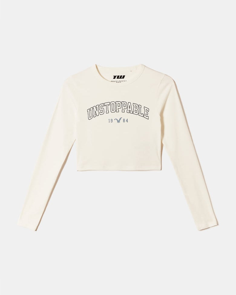 Cropped Printed T-shirt | Off White