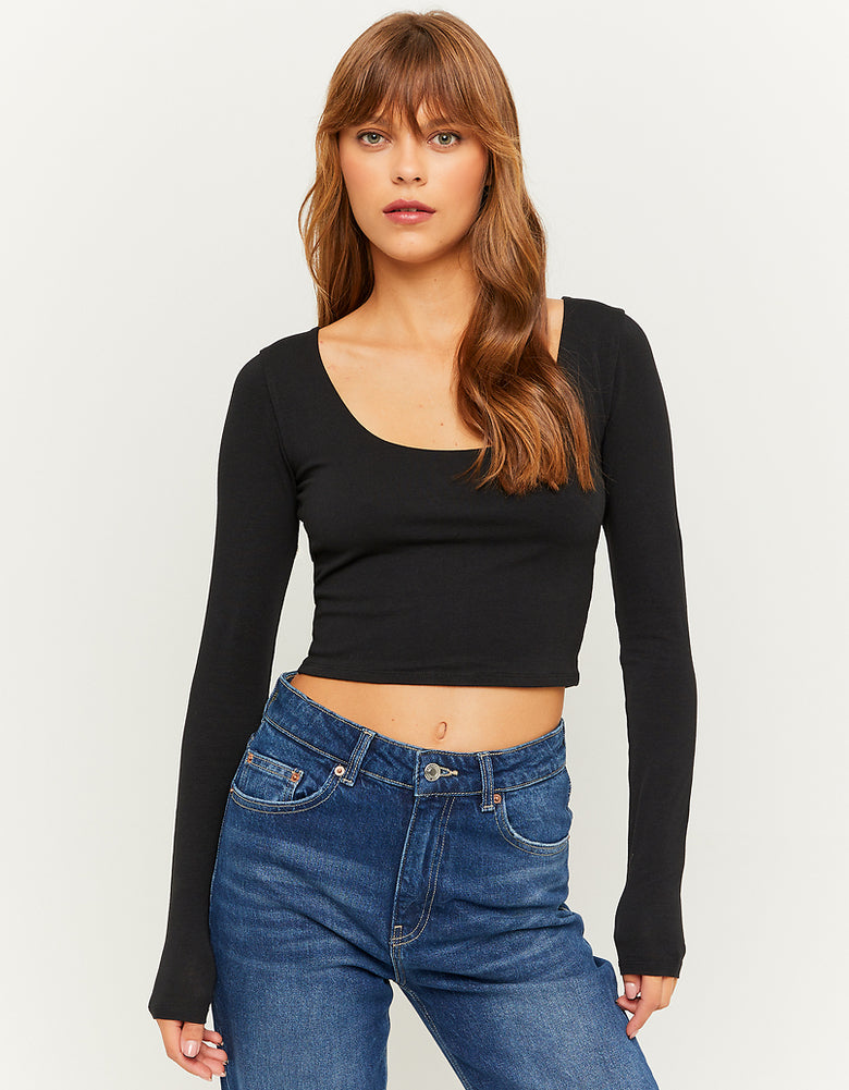 Cropped Basic T?Shirt | Black