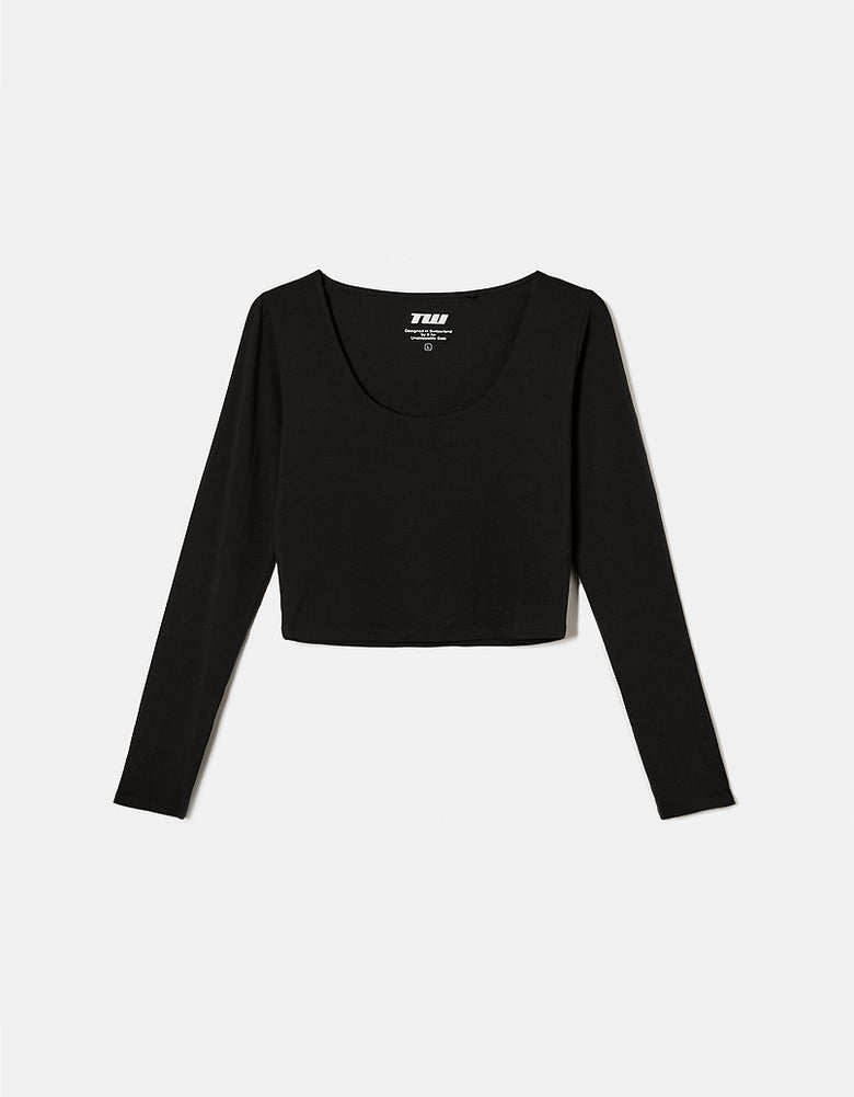 Cropped Basic T?Shirt | Black
