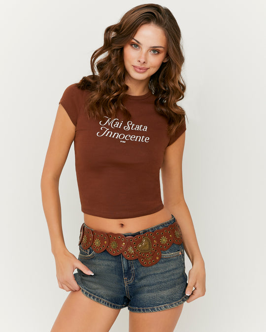 Printed T-shirt | Brown