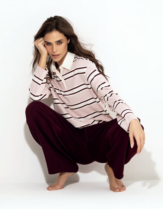 Striped Polo | Pink
