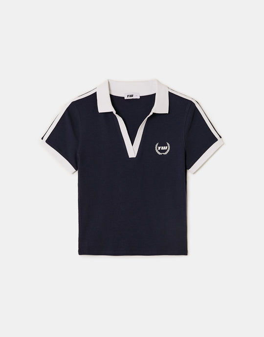 Printed Polo T-shirt | Navy