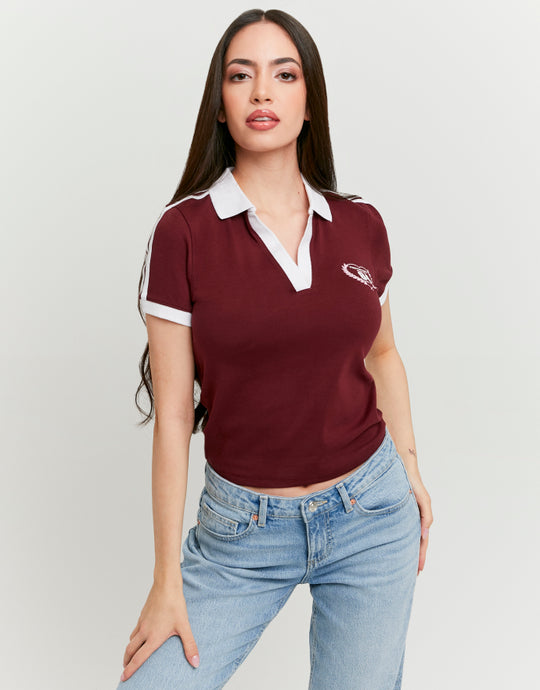 Printed Polo T-shirt | Bordeau