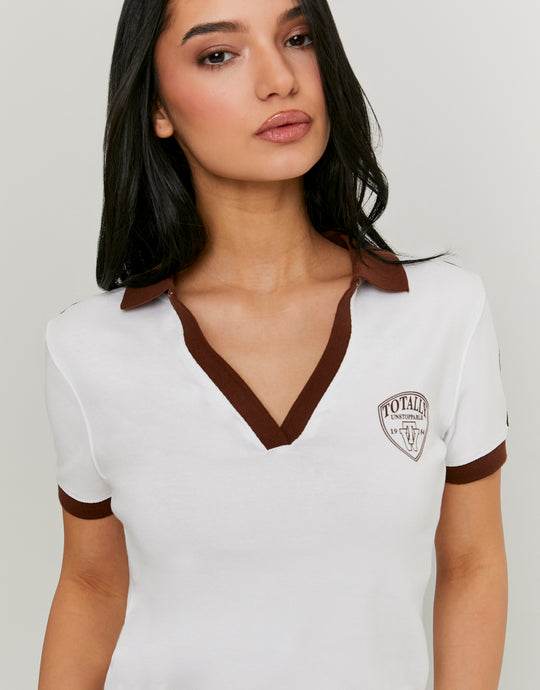 Printed Polo T-shirt | White