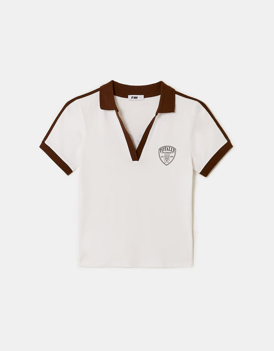 Printed Polo T-shirt | White