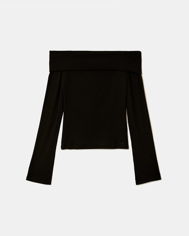 Off Shoulder T-Shirt | Black