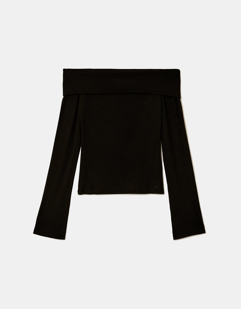 Off Shoulder T-Shirt | Black