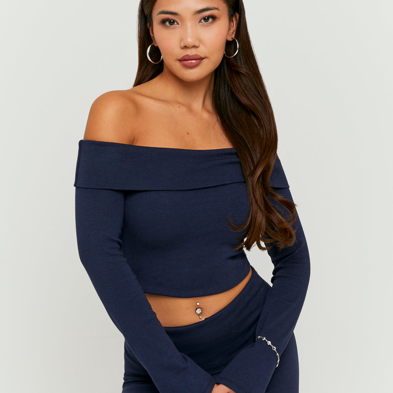 Off Shoulder T-Shirt | Navy