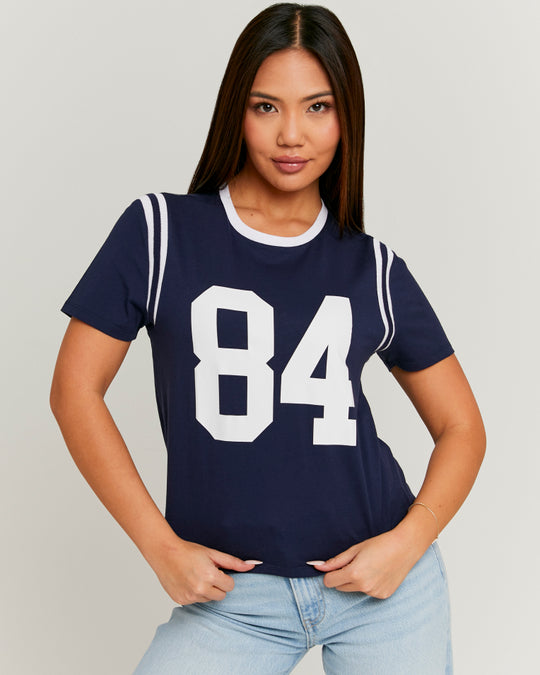 Printed T-Shirt | White-Navy