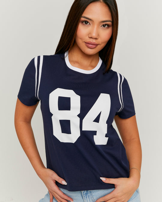 Printed T-Shirt | White-Navy