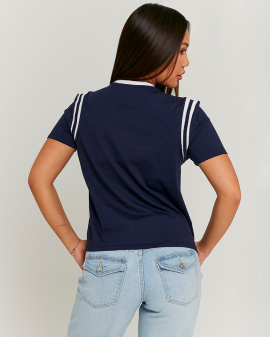 Printed T-Shirt | White-Navy