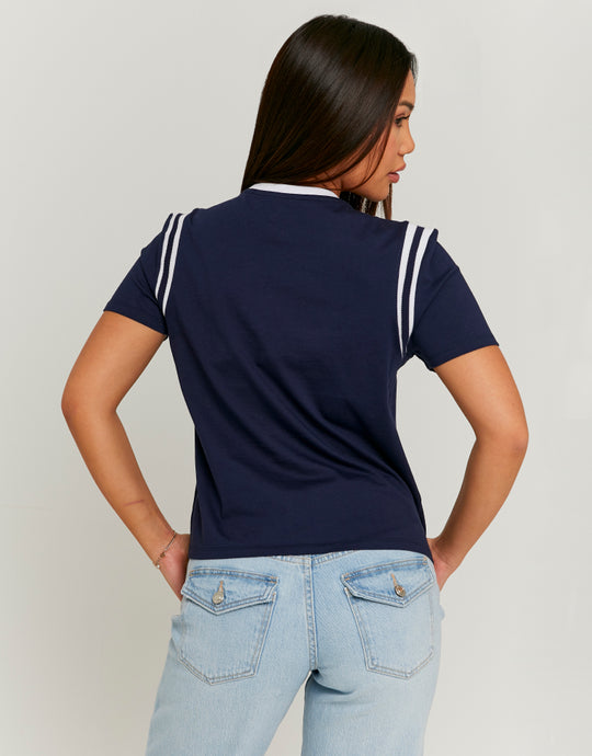 Printed T-Shirt | White-Navy
