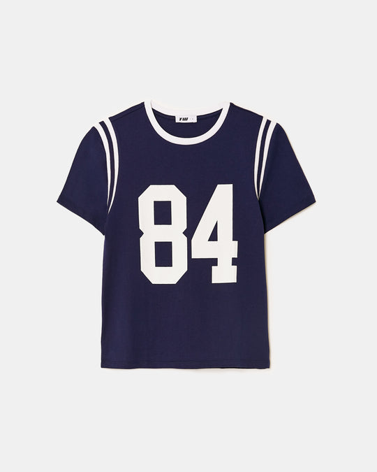 Printed T-Shirt | White-Navy