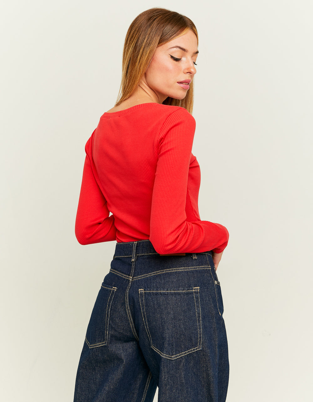 Ribbed Basic T-shirt | Red