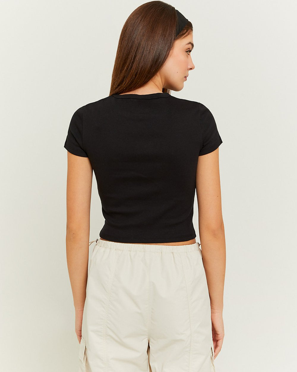 Ribbed Basic T-shirt Short Sleeves | Black