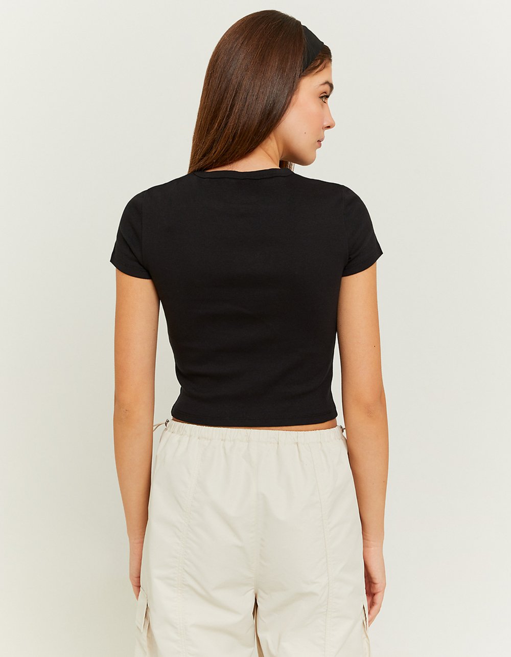 Ribbed Basic T-shirt Short Sleeves | Black