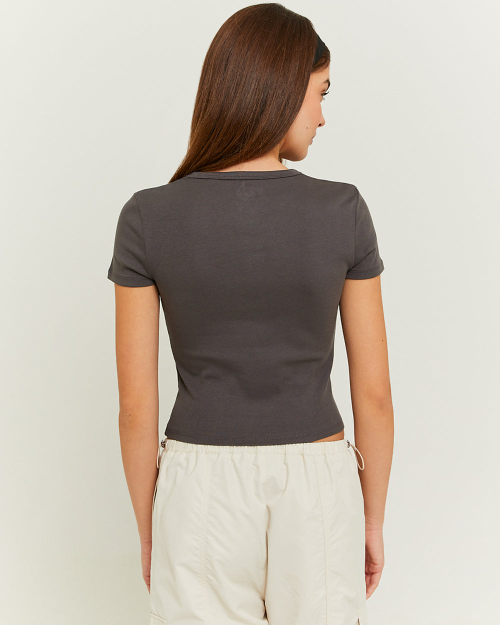 Ribbed Basic T-shirt Short Sleeves | Dark Grey