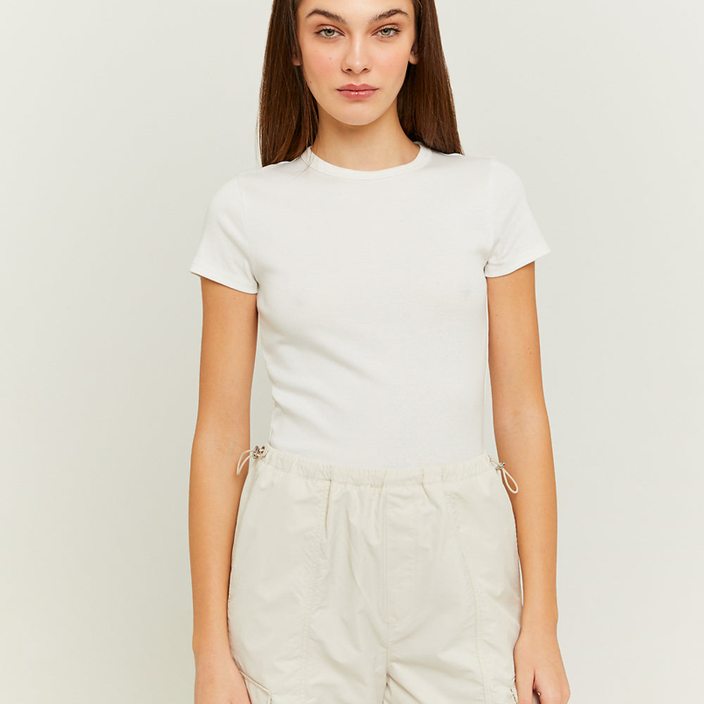 Ribbed Basic T-shirt Short Sleeves | Off White