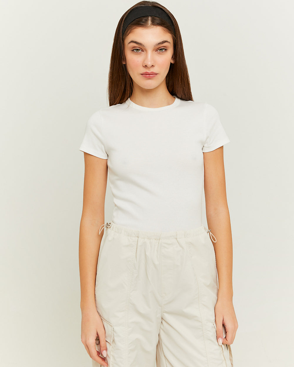Ribbed Basic T-shirt Short Sleeves | Off White