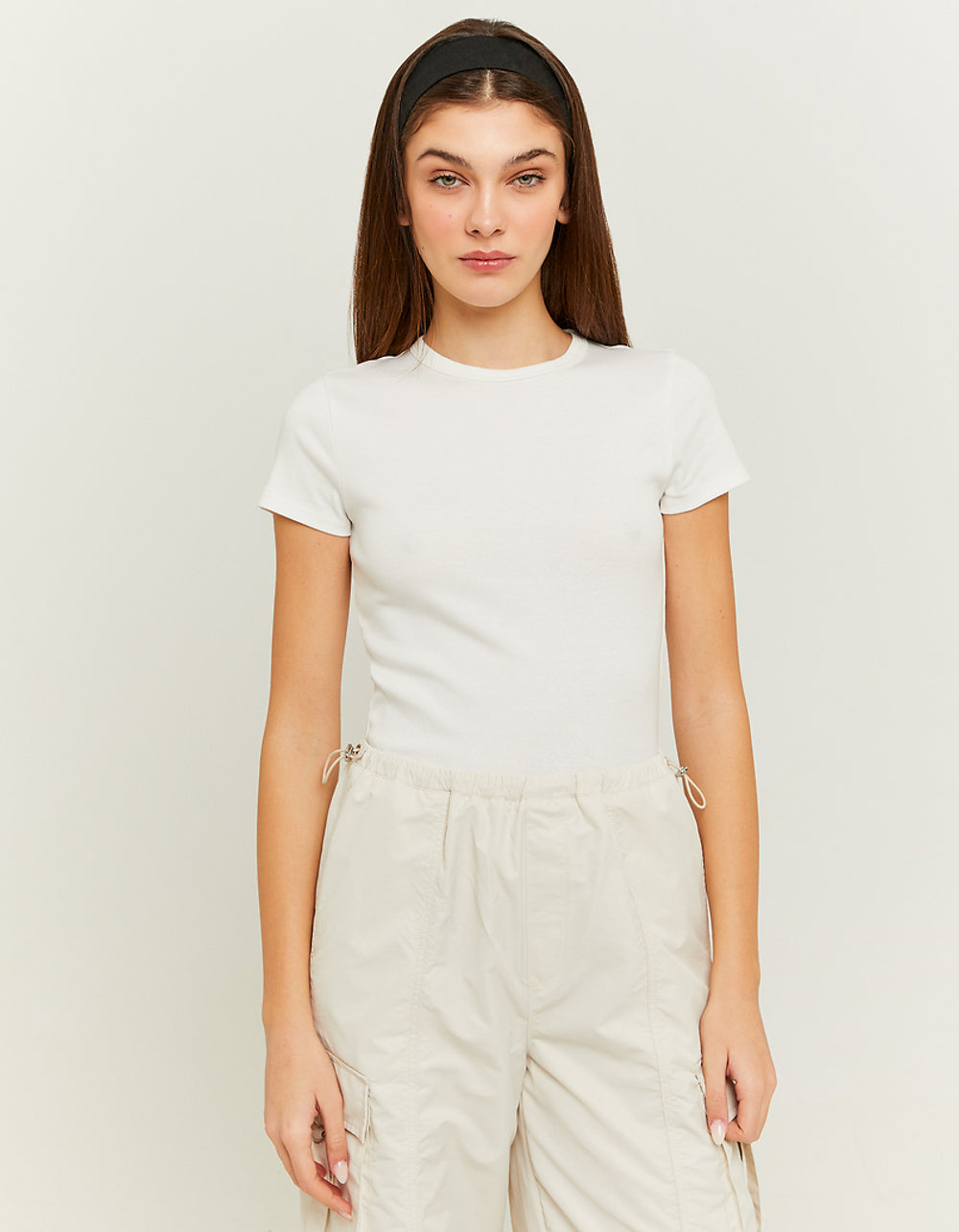 Ribbed Basic T-shirt Short Sleeves | Off White