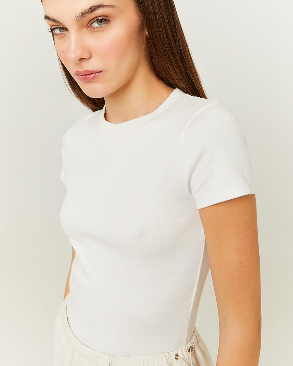 Ribbed Basic T-shirt Short Sleeves | Off White