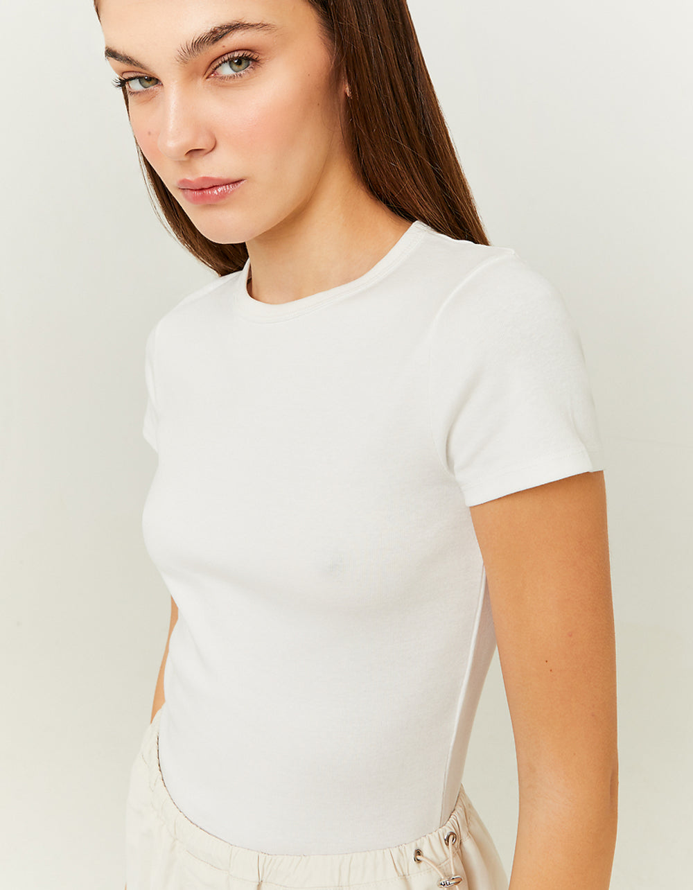 Ribbed Basic T-shirt Short Sleeves | Off White