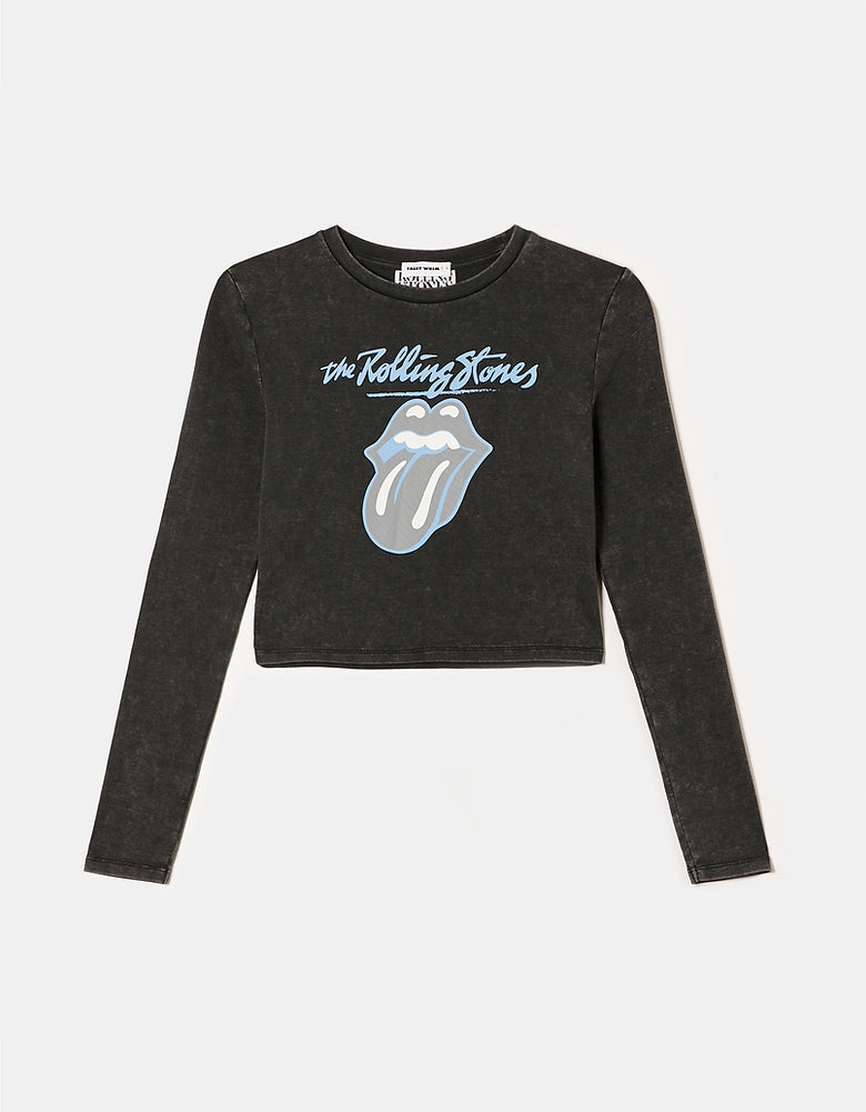 Printed Cropped T-Shirt | Dark Grey