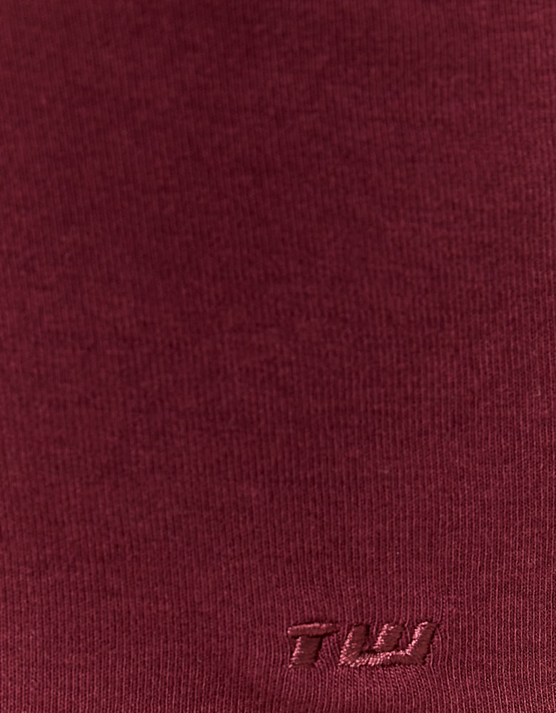 Polo Neck T-Shirt With Long Sleeves | Bordeau