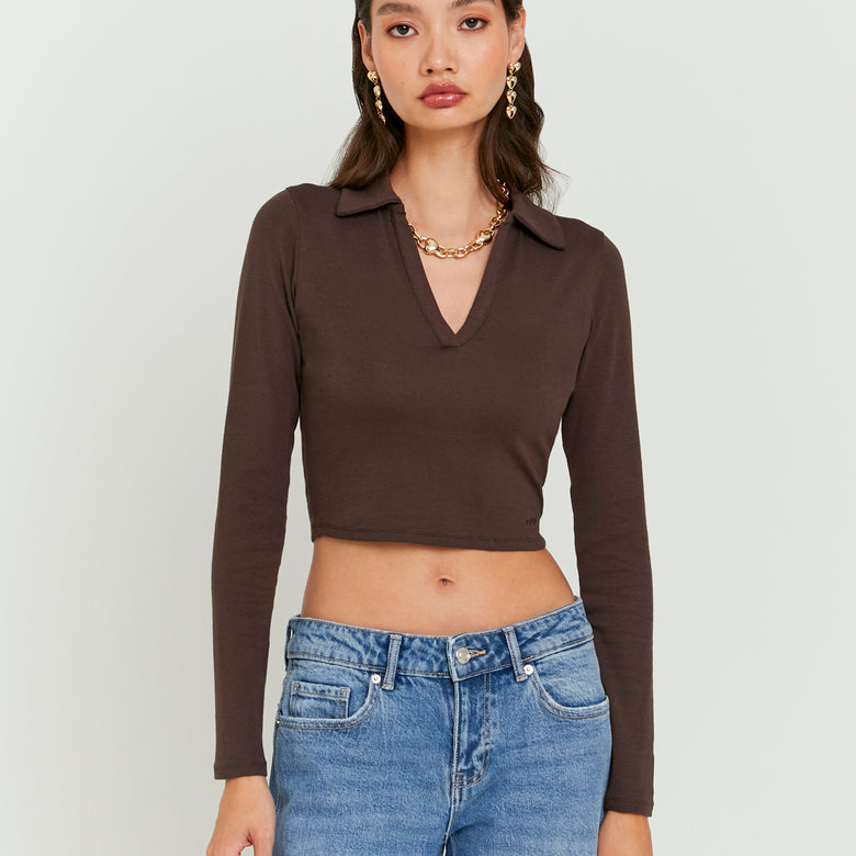 Polo T-Shirt Long Sleeves | Brown