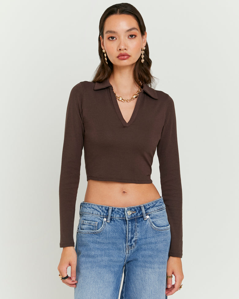 Polo T-Shirt Long Sleeves | Brown