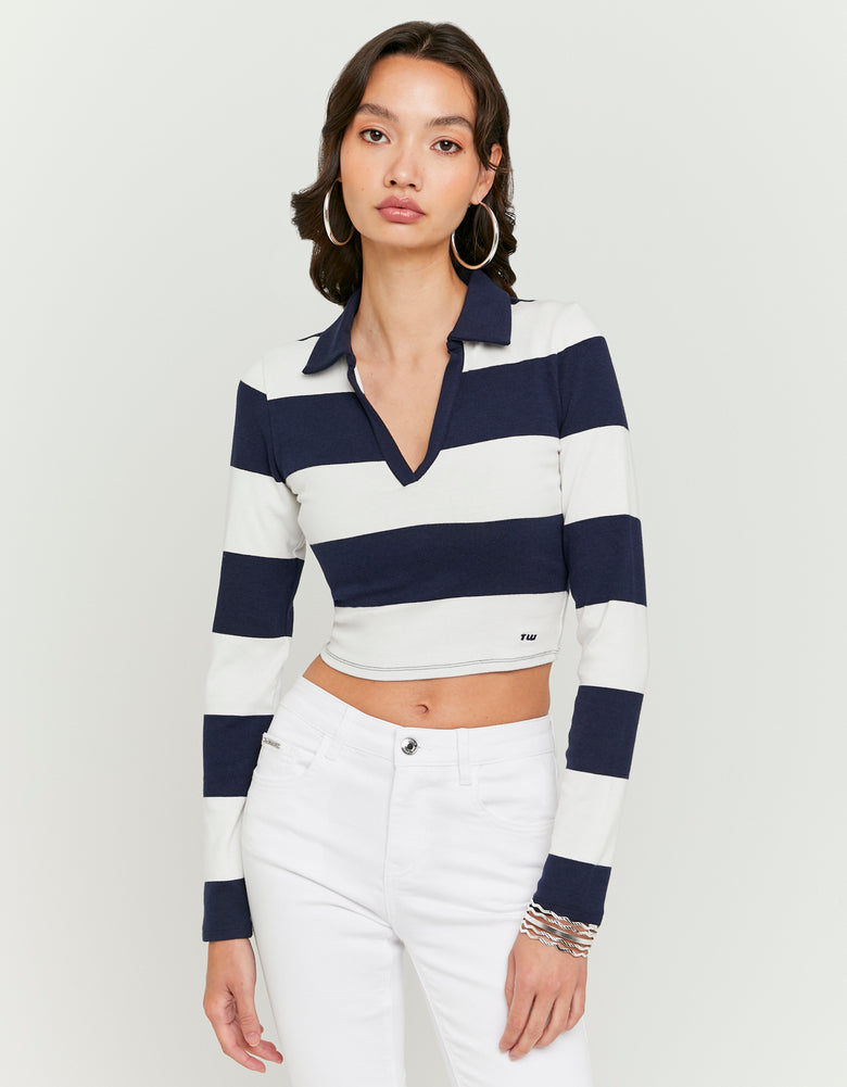 Polo T-Shirt Long Sleeves | Blue-White