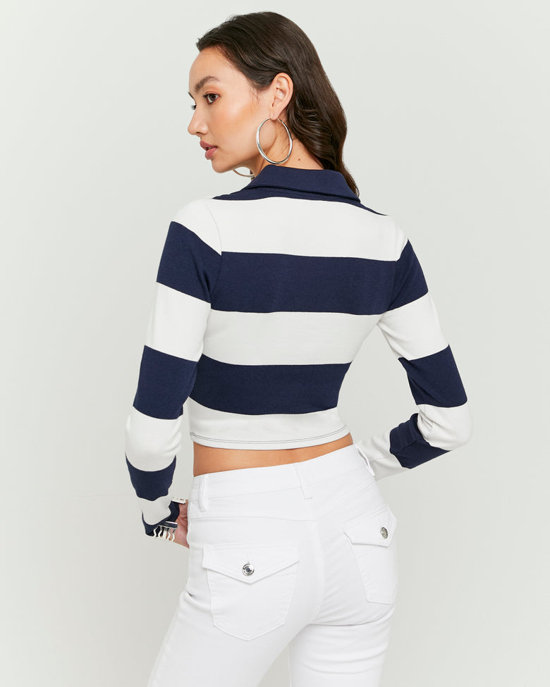 Polo T-Shirt Long Sleeves | Blue-White