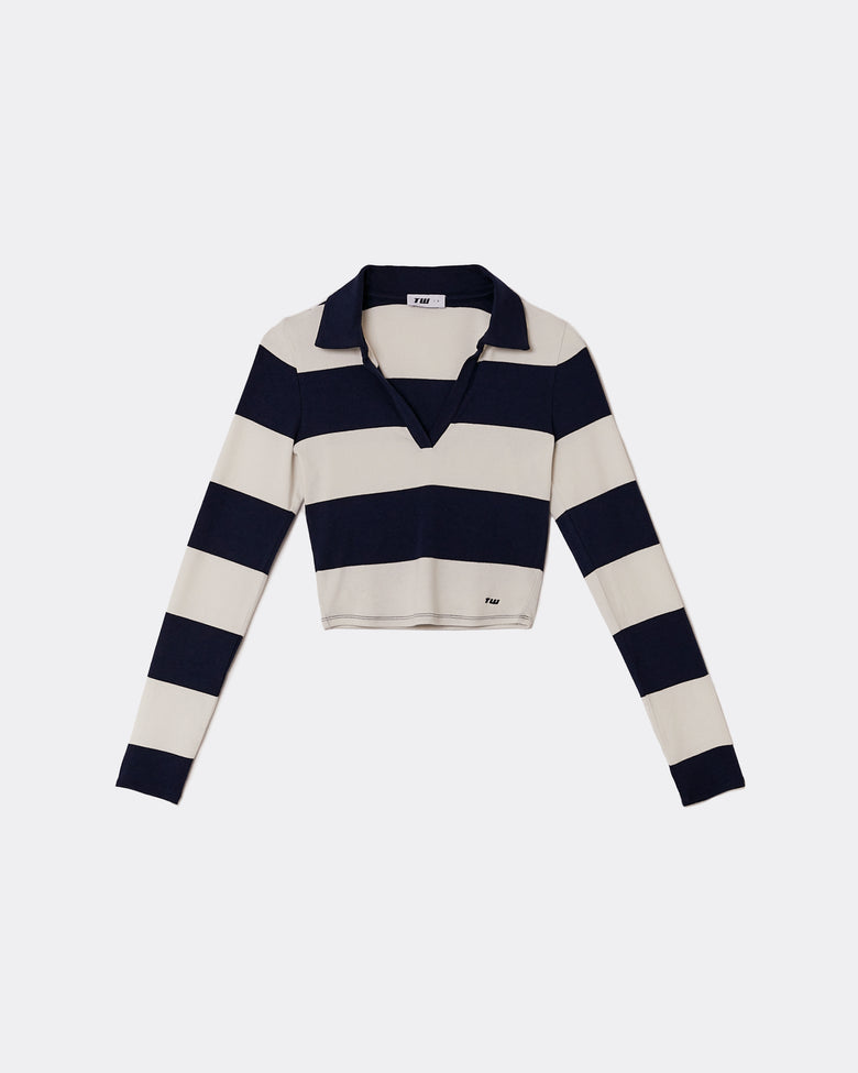 Polo T-Shirt Long Sleeves | Blue-White