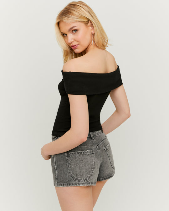 Boat neck Basic T-shirt | Black