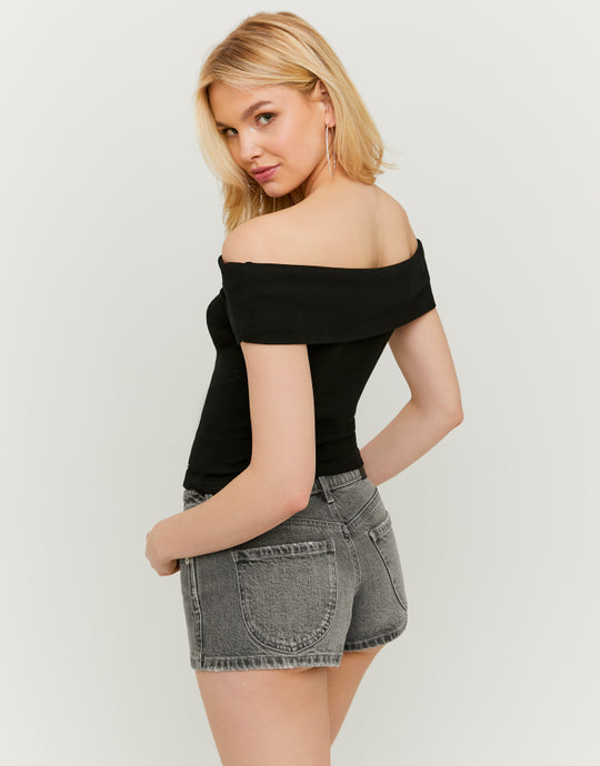 Boat neck Basic T-shirt | Black