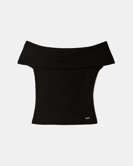 Boat neck Basic T-shirt | Black