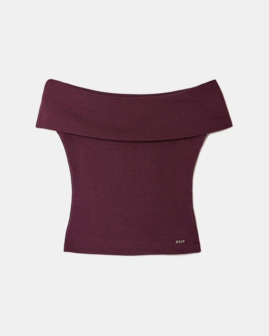 Boat neck Basic T-shirt | Bordeau
