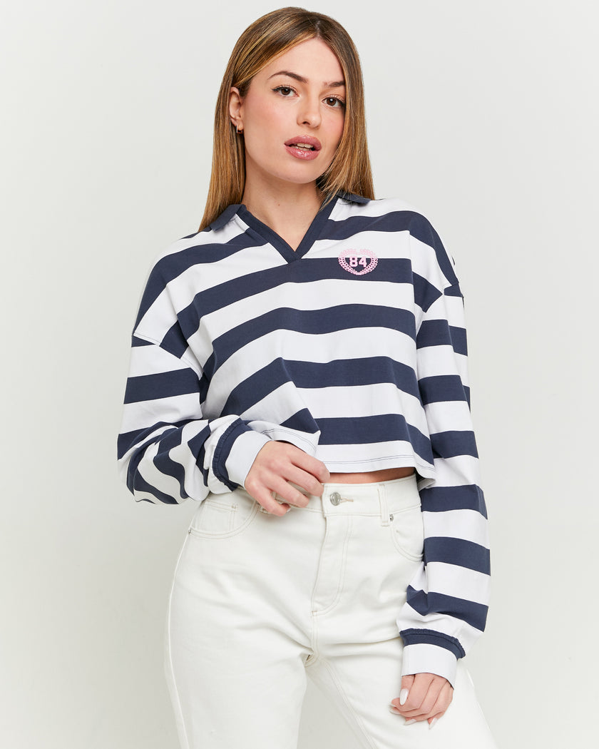 Polo Neck T-shirt with Print | White