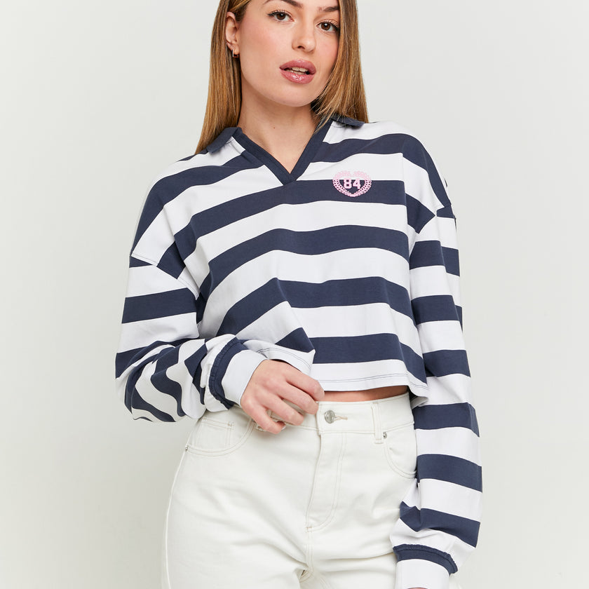 Polo Neck T-shirt with Print | White