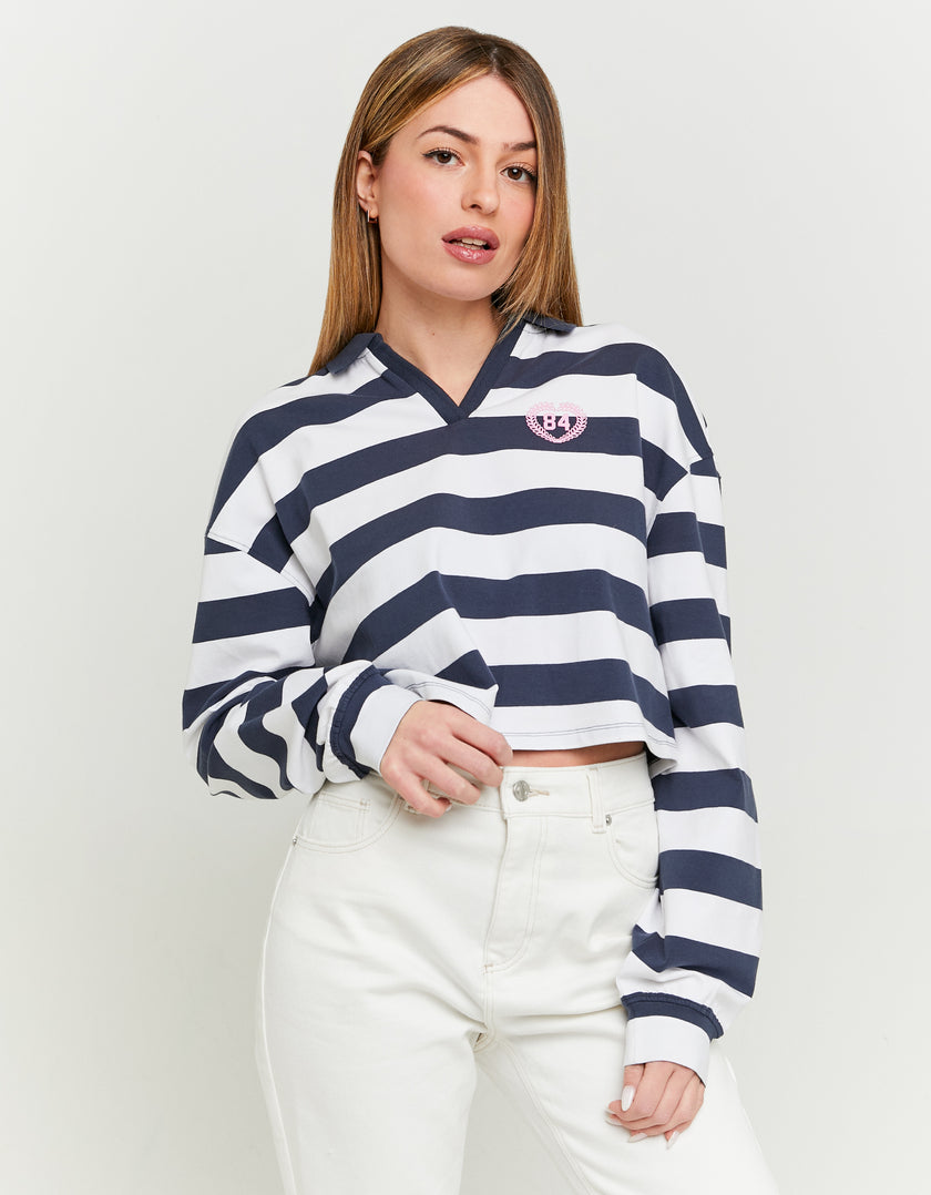 Polo Neck T-shirt with Print | White
