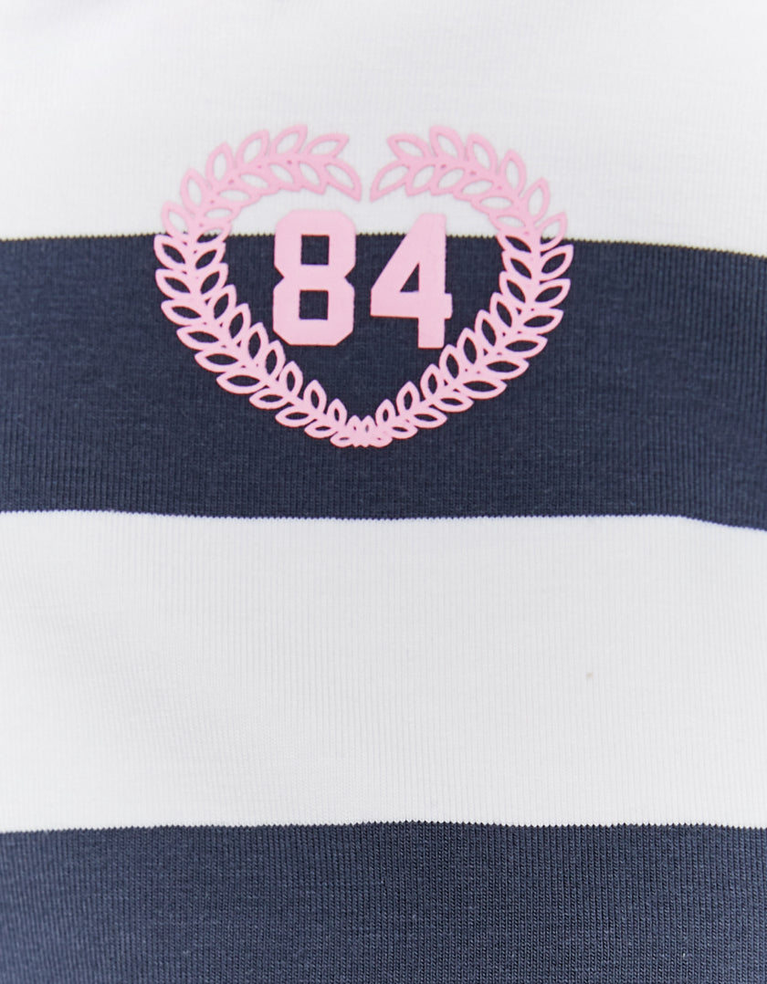 Polo Neck T-shirt with Print | White