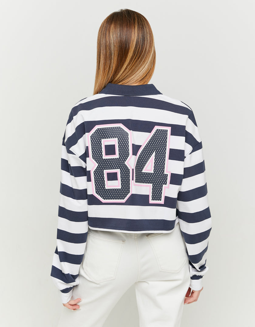 Polo Neck T-shirt with Print | White