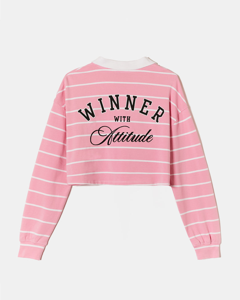 Polo Neck T-shirt with Print | Striped