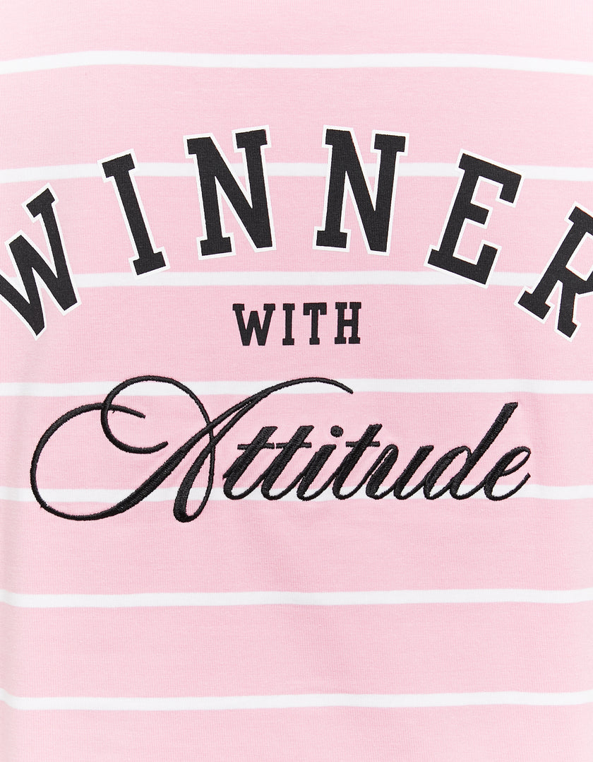 Polo Neck T-shirt with Print | Striped