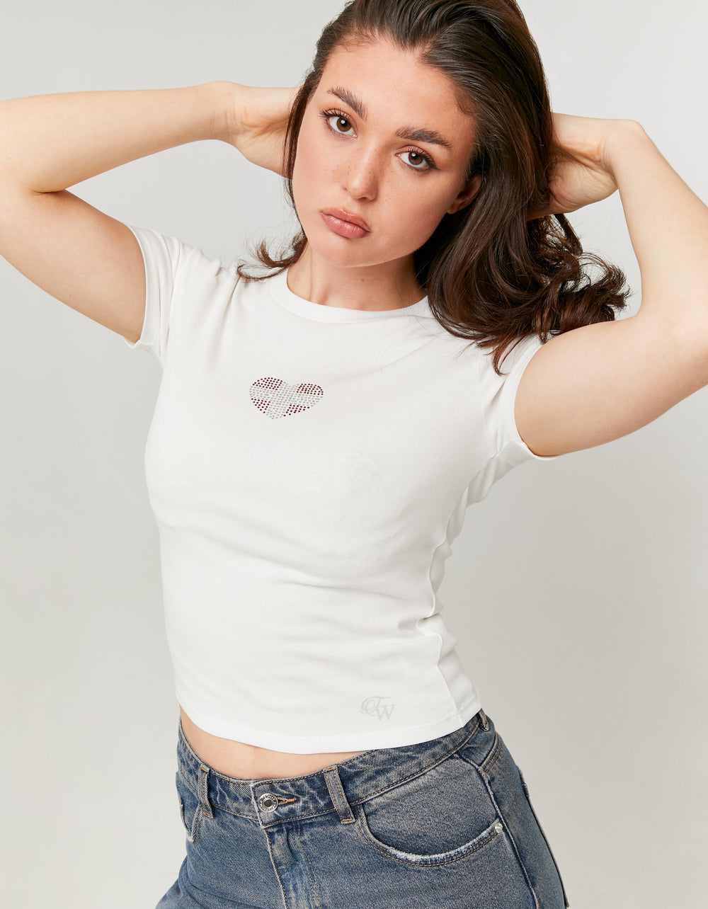 Printed Cropped T-shirt | Off White